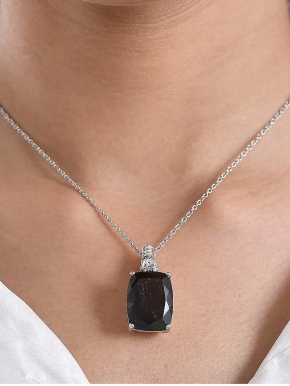 Smoky Quartz and Thai Black Spinel  Pendant